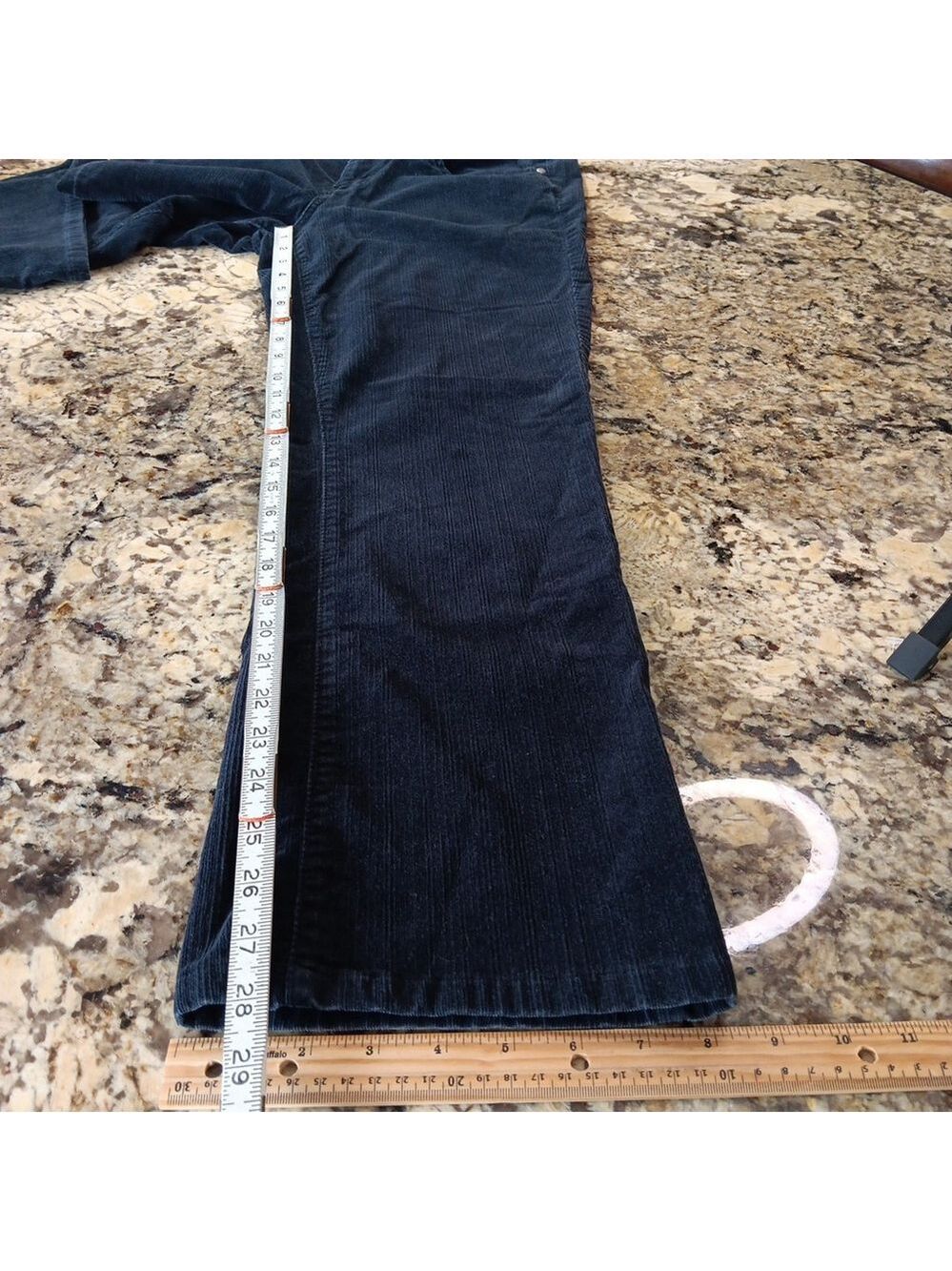 Size 8 X 28 Calvin Klein Jeans Womens Black Velvet Bootcut Mid Rise Pants - Picture 8 of 12